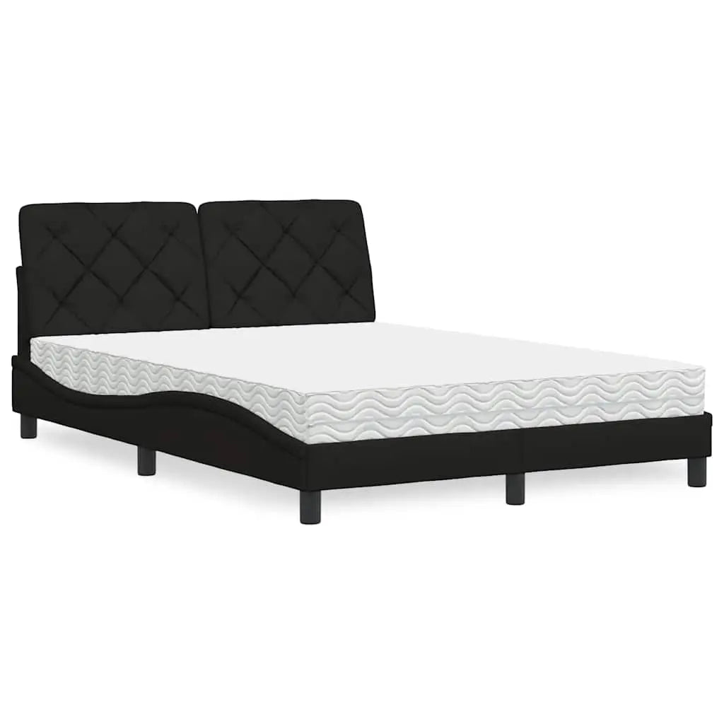 Lit avec matelas noir 140x200 cm tissu - XIOS