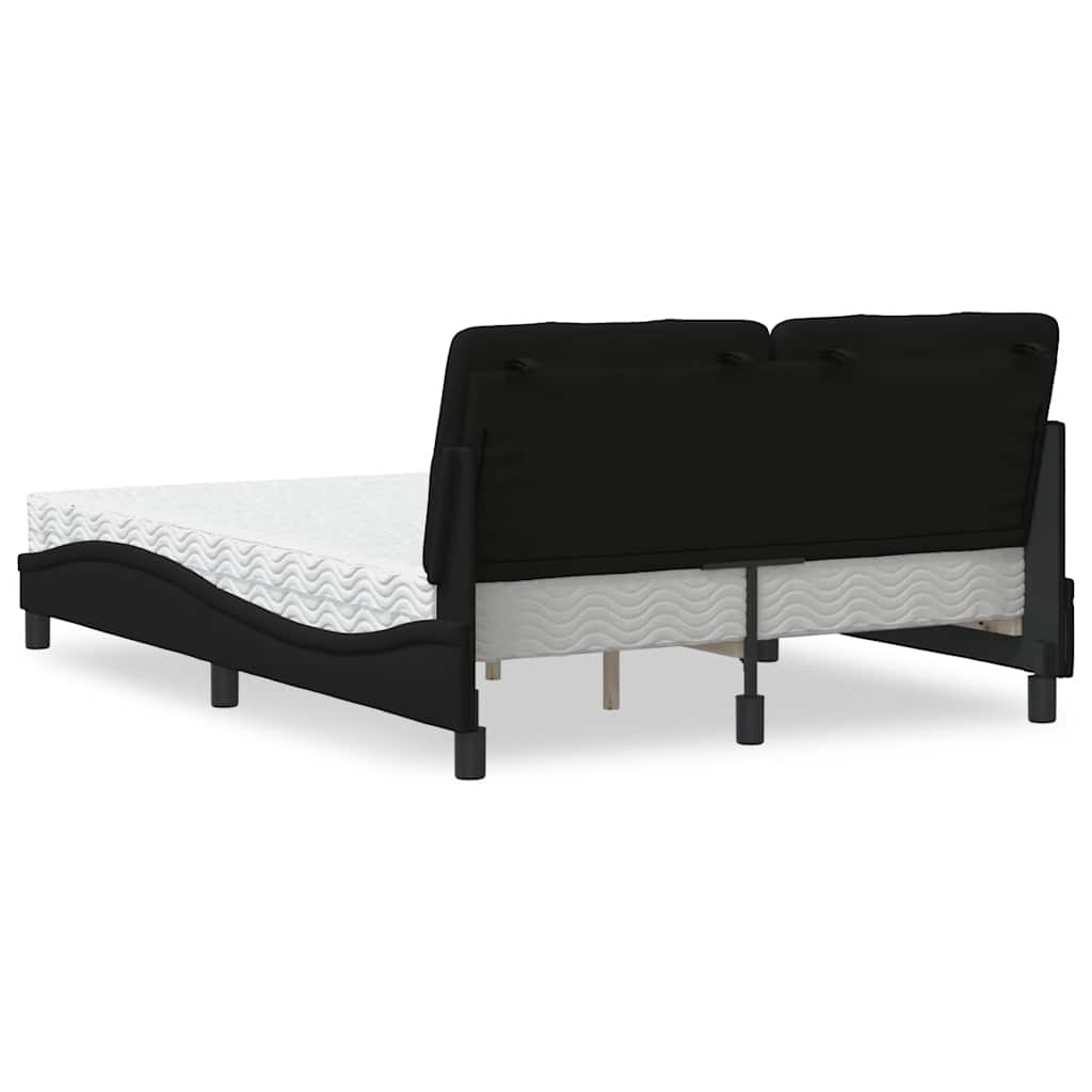 Lit avec matelas noir 140x200 cm tissu - XIOS