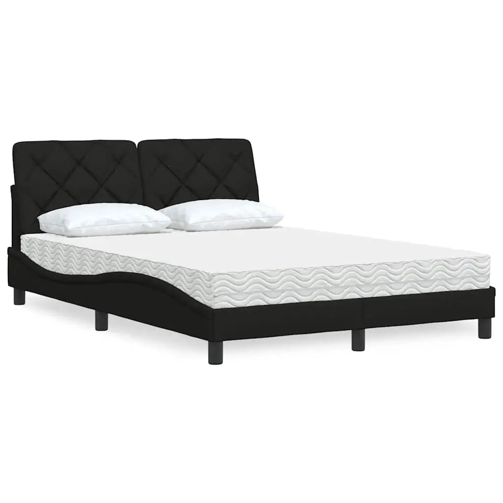 Lit avec matelas noir 140x200 cm tissu - XIOS