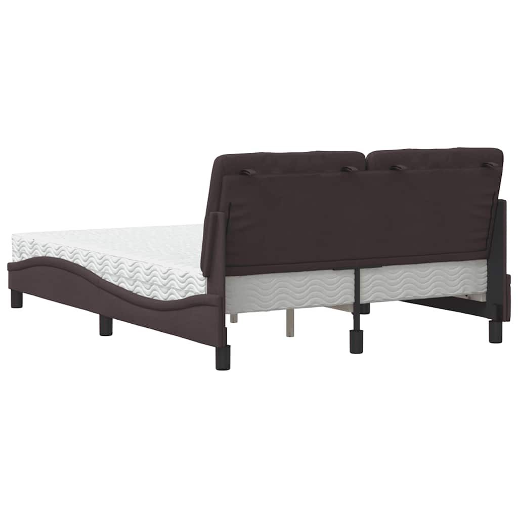 Lit avec matelas marron foncé 140x200 cm tissu - XIOS
