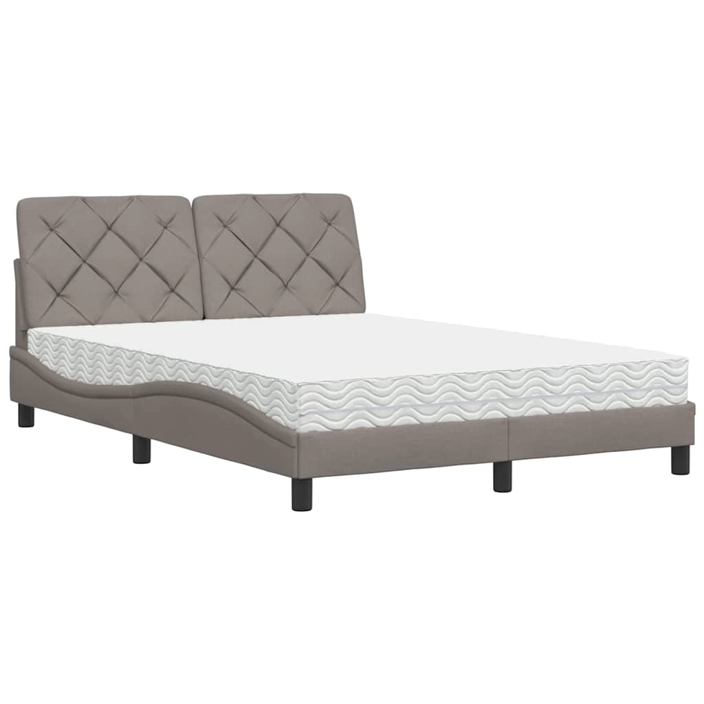 Lit avec matelas taupe 140x200 cm tissu - XIOS