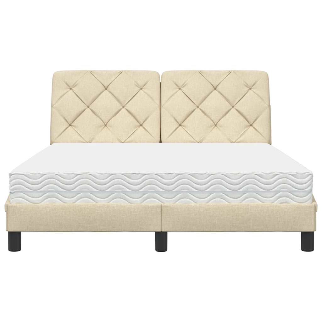 Lit avec matelas crème 140x200 cm tissu - XIOS