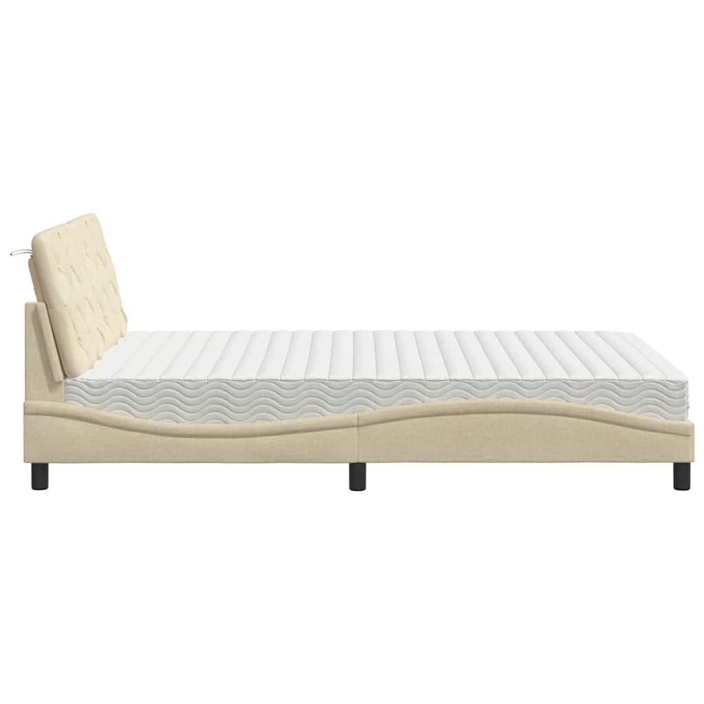 Lit avec matelas crème 140x200 cm tissu - XIOS