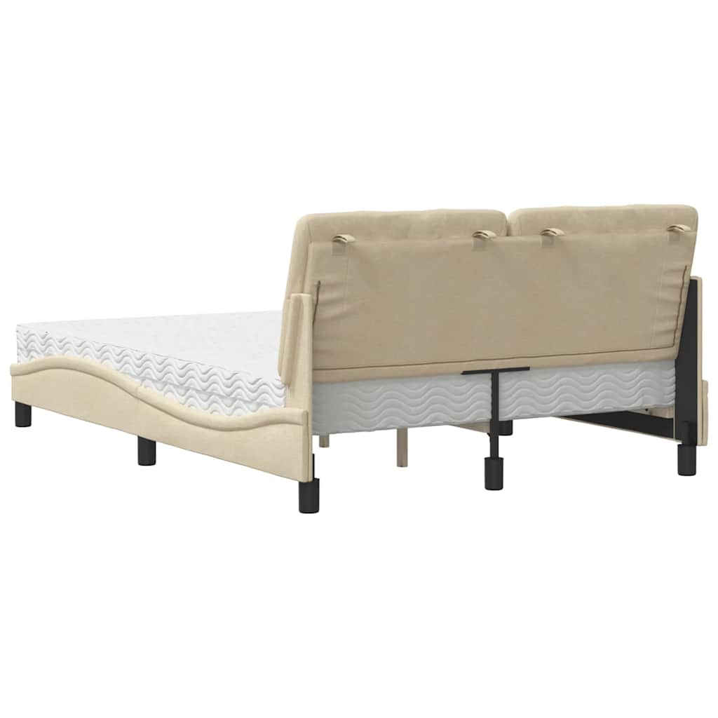 Lit avec matelas crème 140x200 cm tissu - XIOS