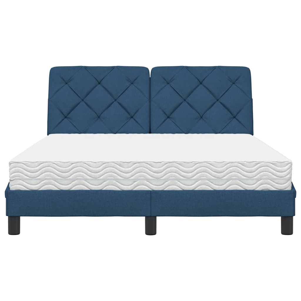 Lit avec matelas bleu 140x200 cm tissu - XIOS