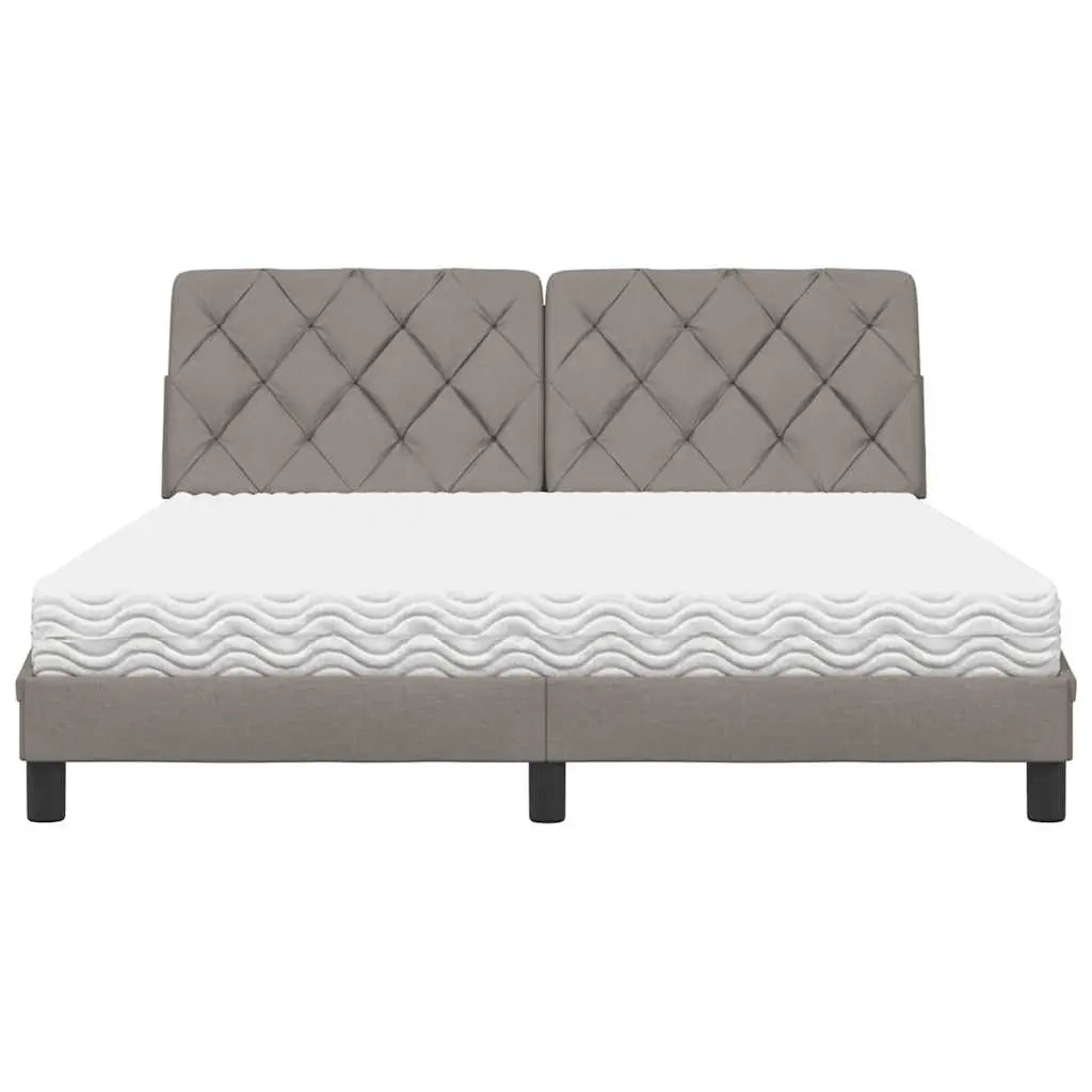 Lit avec matelas taupe 160x200 cm tissu - XIOS