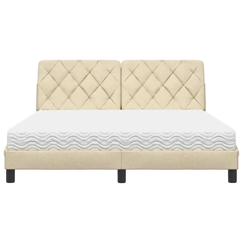 Lit avec matelas crème 160x200 cm tissu - XIOS