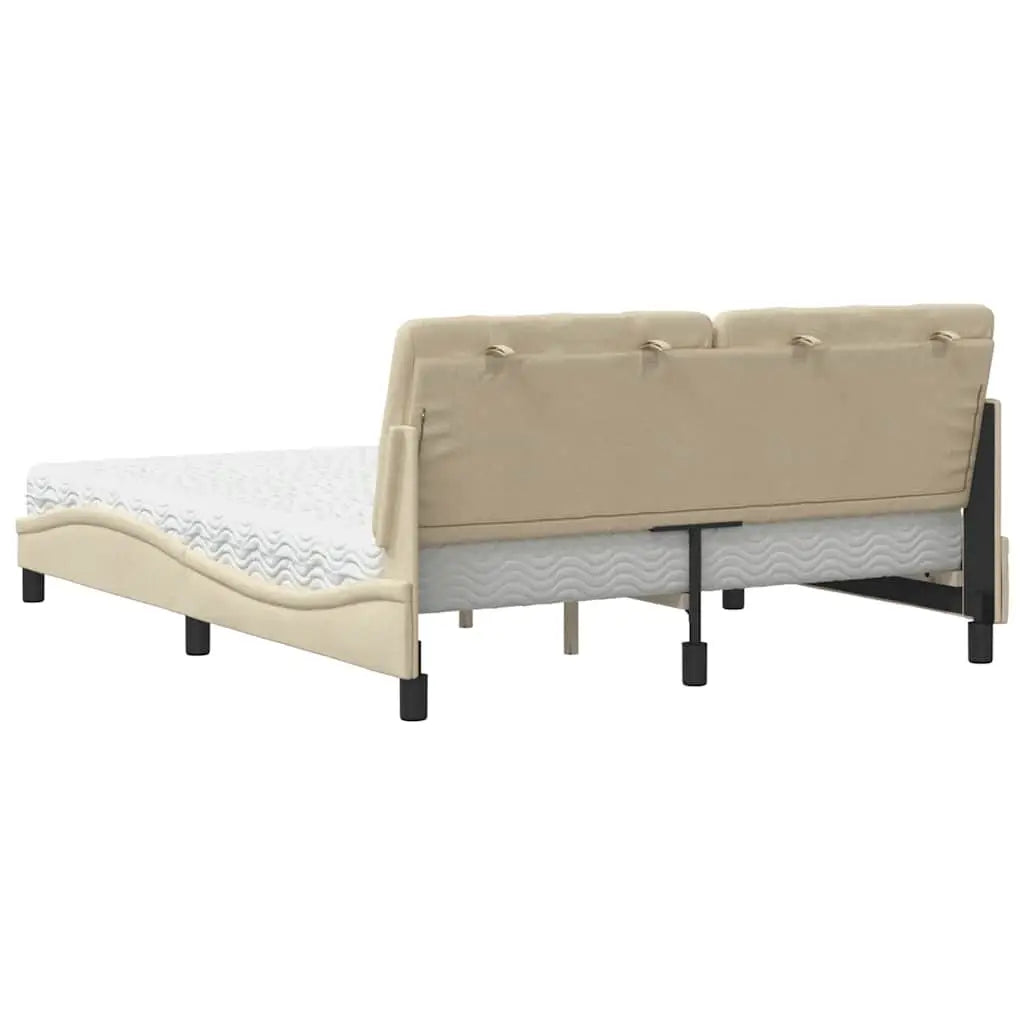 Lit avec matelas crème 160x200 cm tissu - XIOS