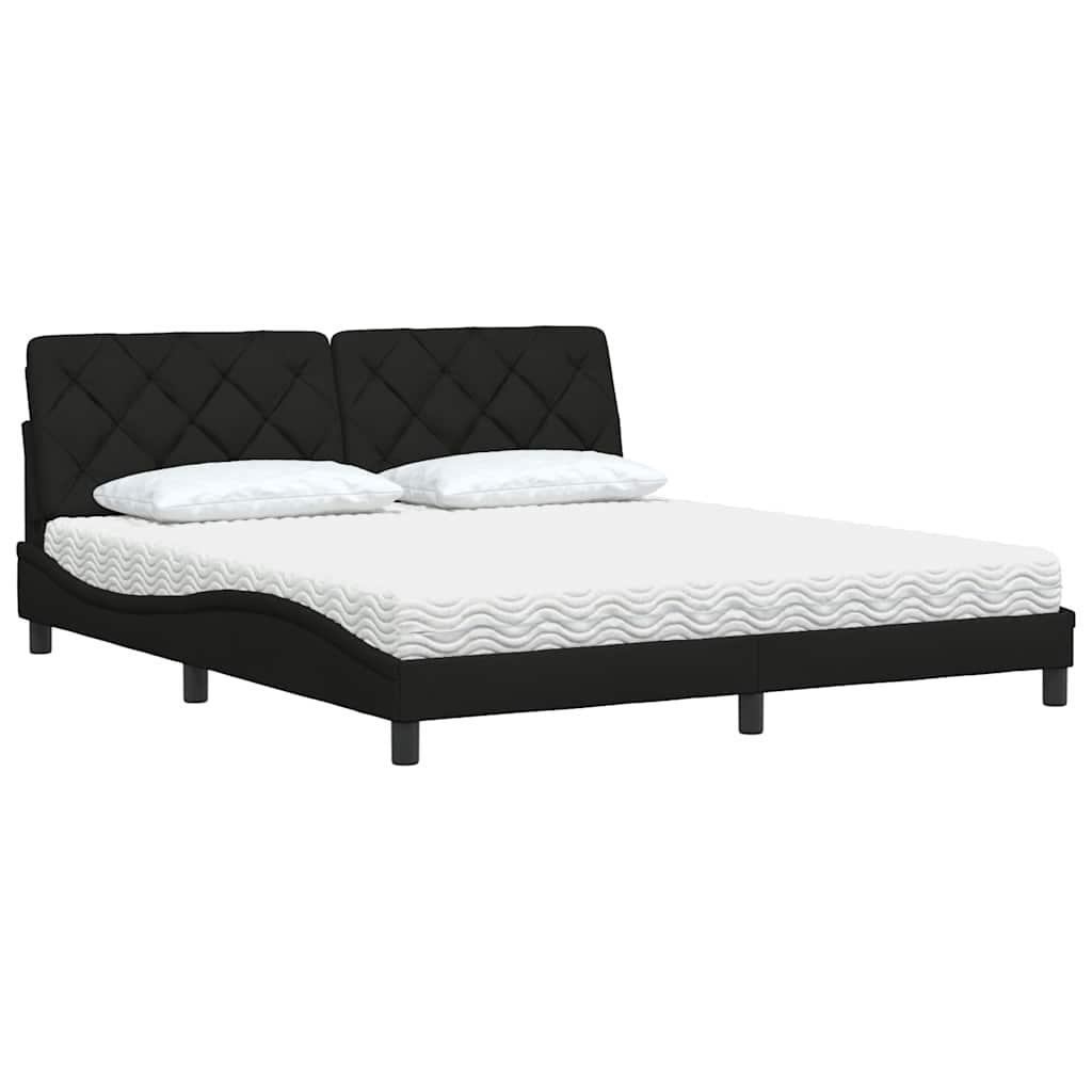 Lit avec matelas noir 180x200 cm tissu - XIOS