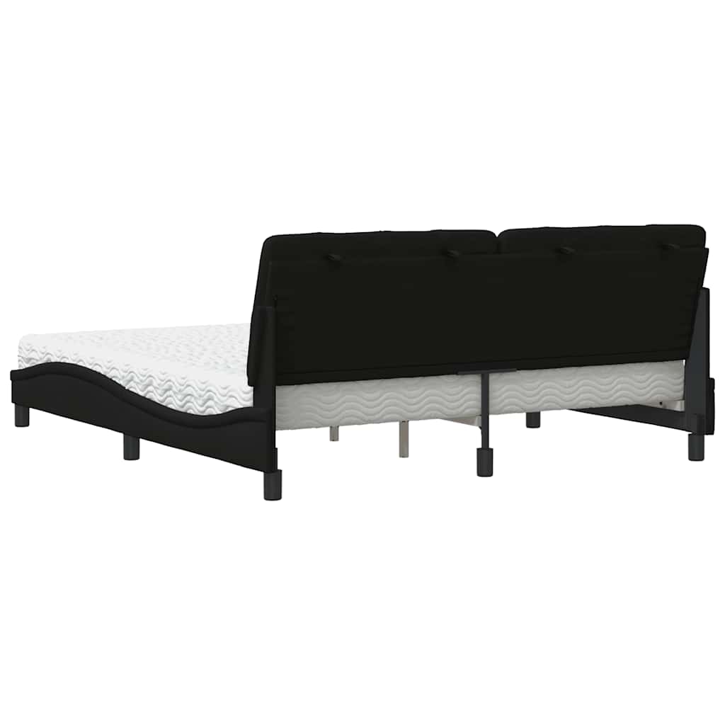 Lit avec matelas noir 180x200 cm tissu - XIOS