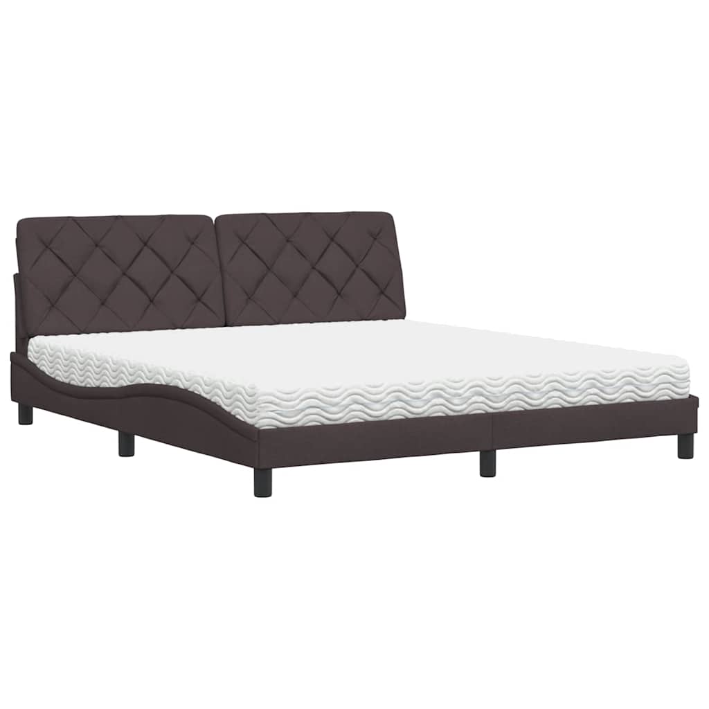 Lit avec matelas marron foncé 180x200 cm tissu - XIOS