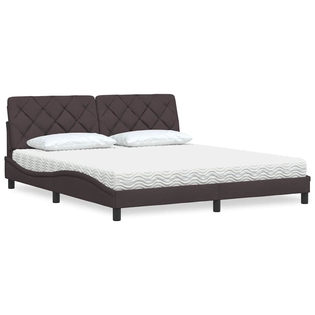 Lit avec matelas marron foncé 180x200 cm tissu - XIOS
