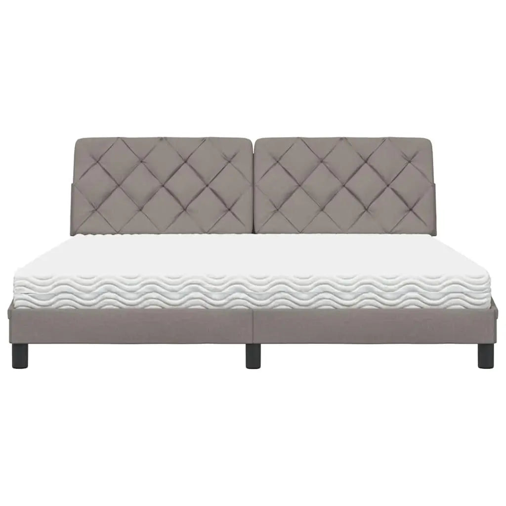 Lit avec matelas taupe 180x200 cm tissu - XIOS