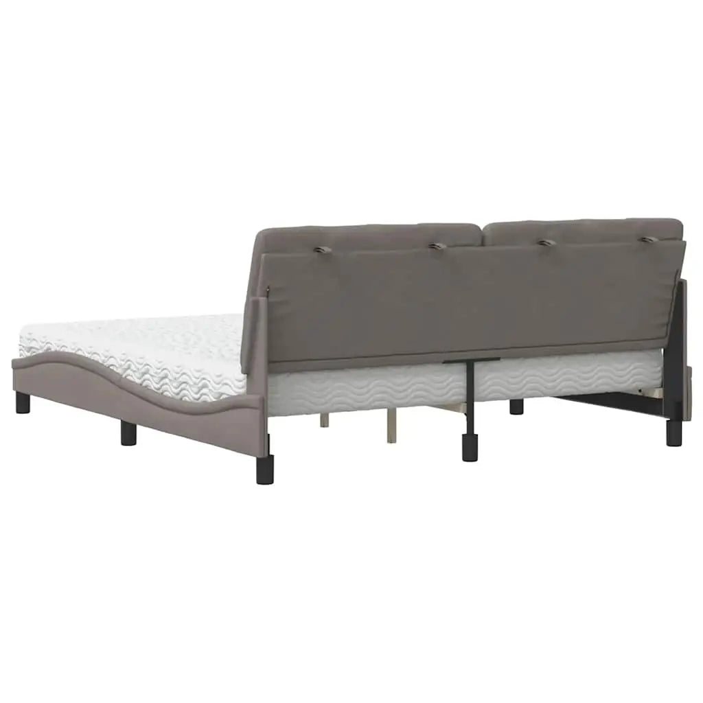 Lit avec matelas taupe 180x200 cm tissu - XIOS