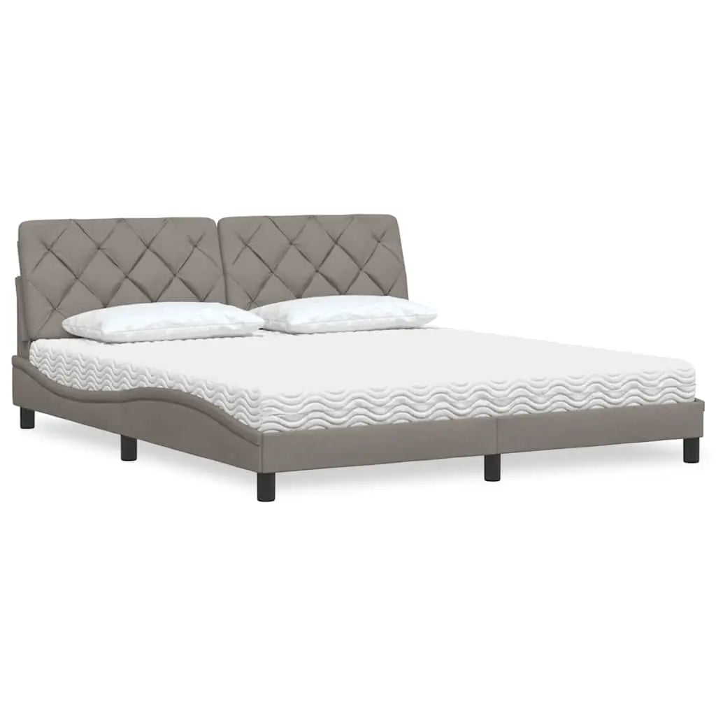 Lit avec matelas taupe 180x200 cm tissu - XIOS