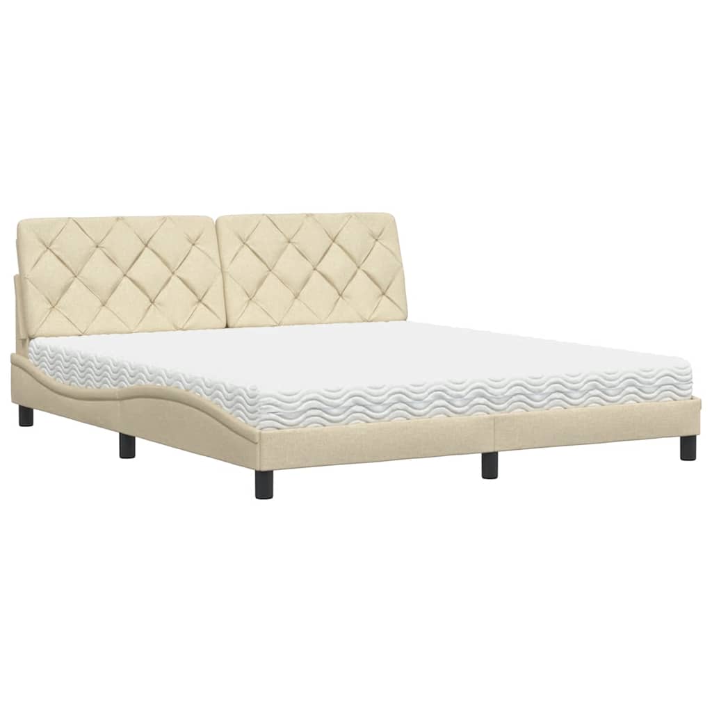 Lit avec matelas crème 180x200 cm tissu - XIOS