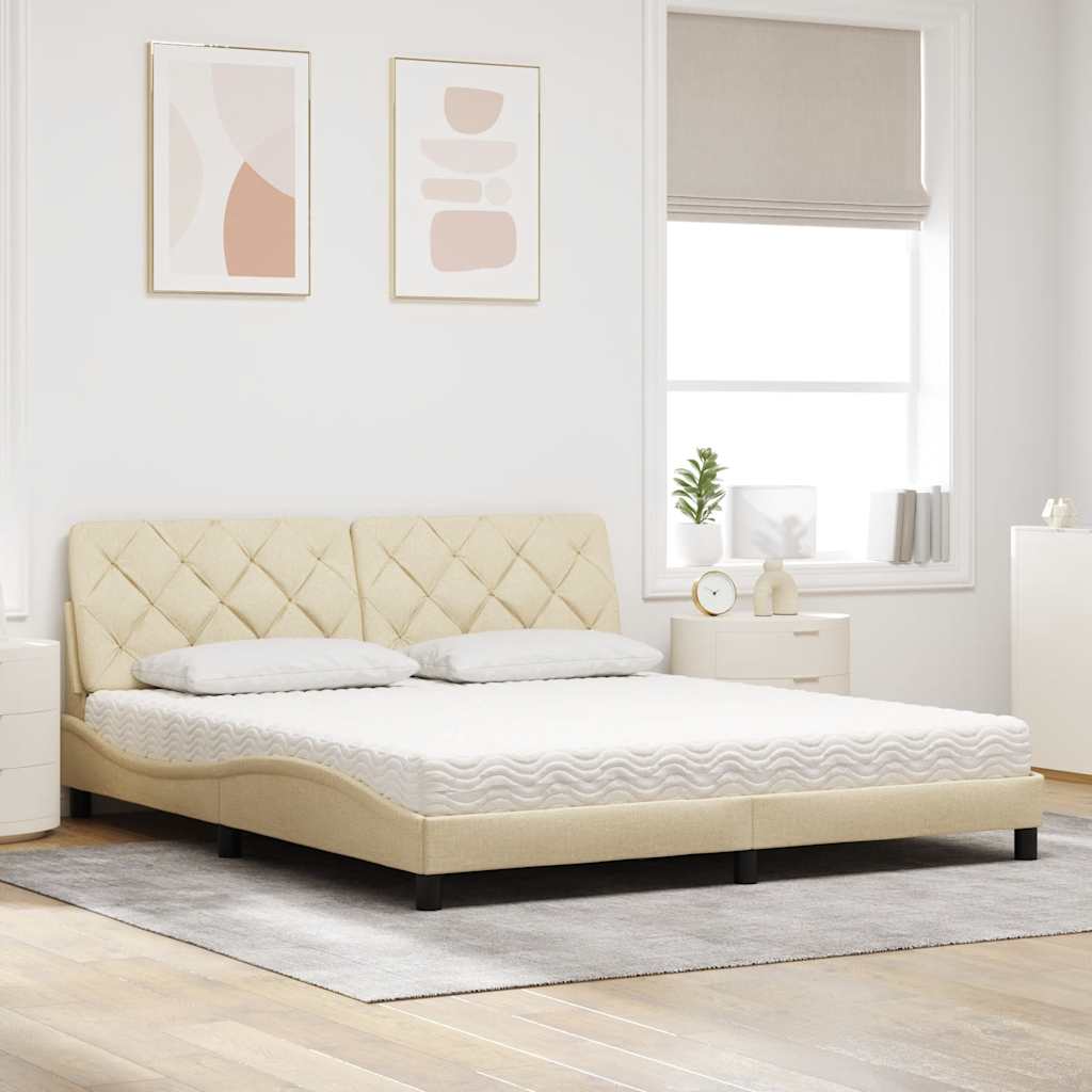 Lit avec matelas crème 180x200 cm tissu - XIOS