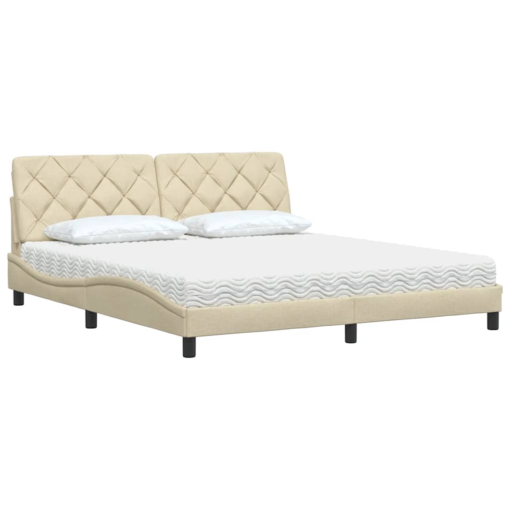 Lit avec matelas crème 180x200 cm tissu - XIOS