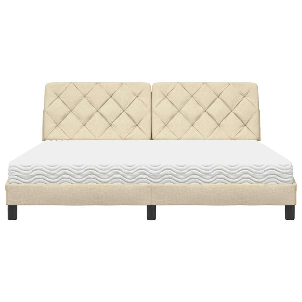 Lit avec matelas crème 180x200 cm tissu - XIOS