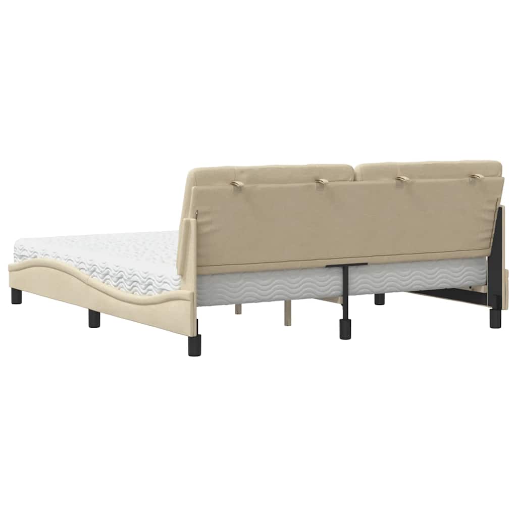 Lit avec matelas crème 180x200 cm tissu - XIOS