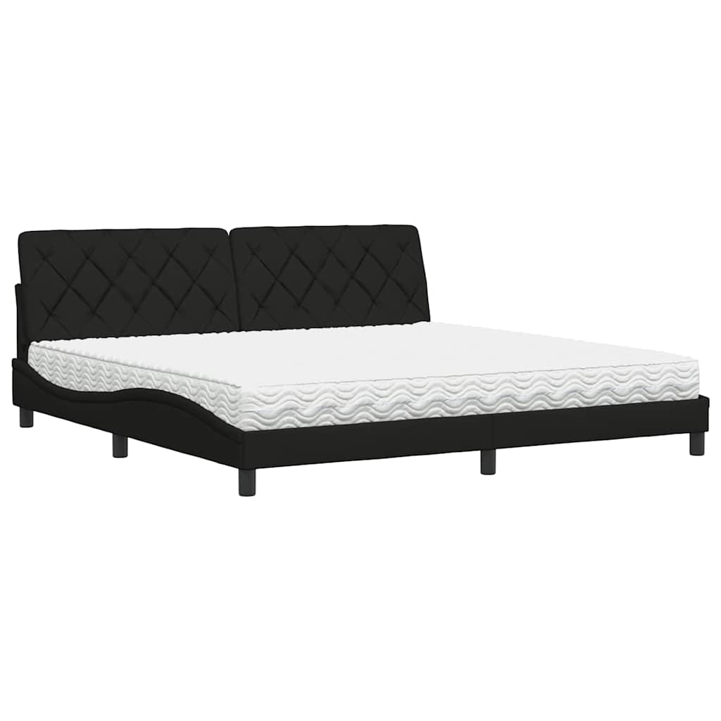 Lit avec matelas noir 200x200 cm tissu