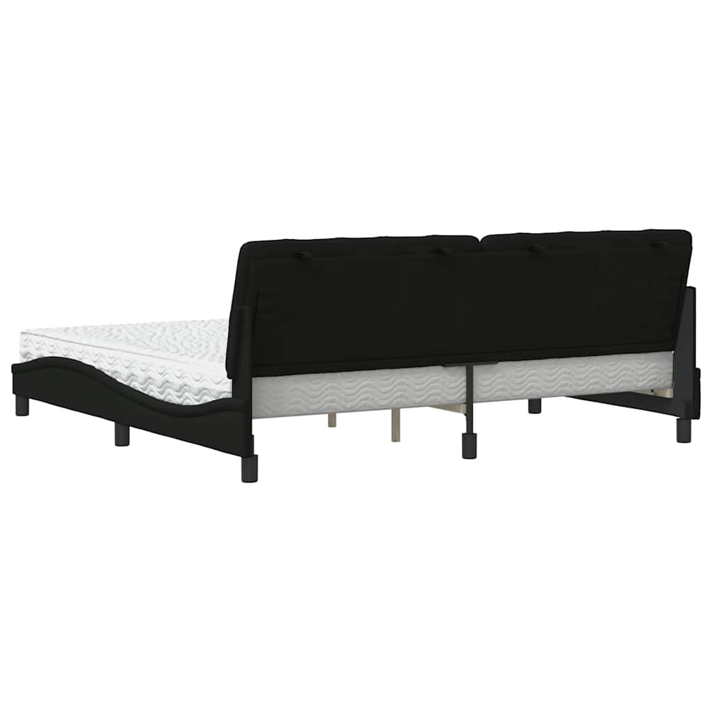Lit avec matelas noir 200x200 cm tissu