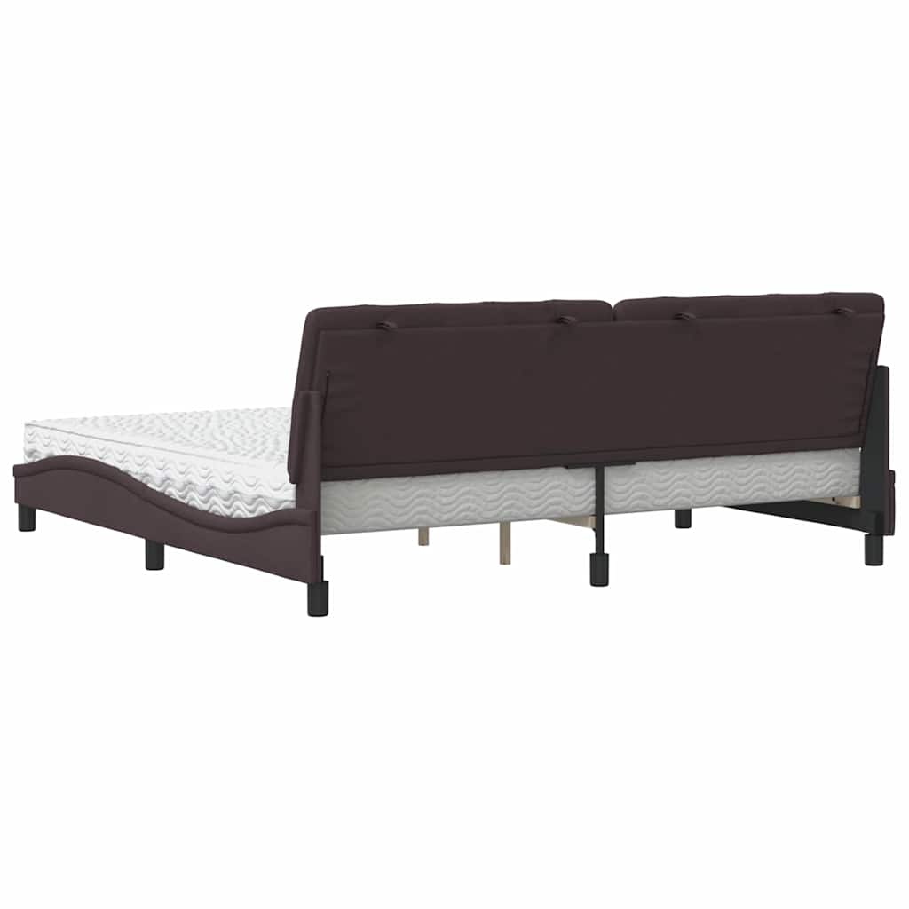 Lit avec matelas marron foncé 200x200 cm tissu