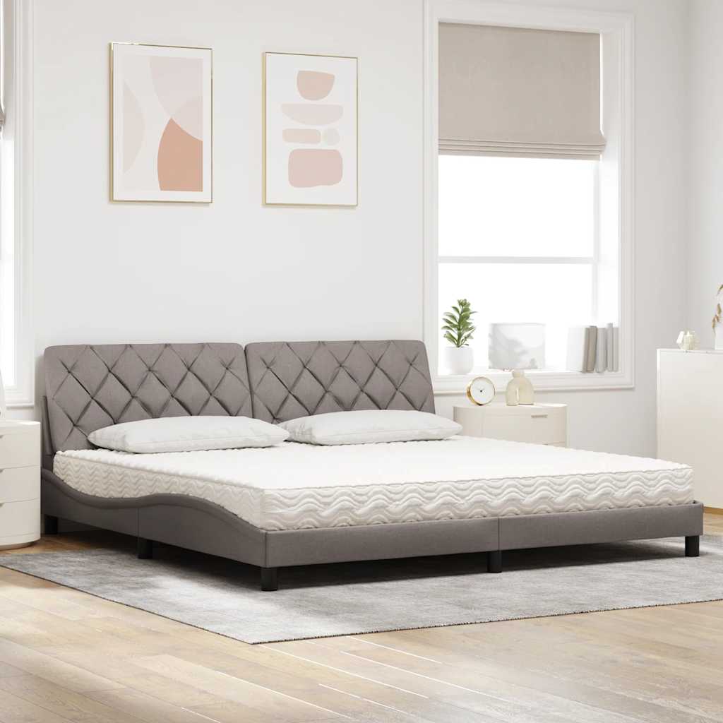 Lit avec matelas taupe 200x200 cm tissu