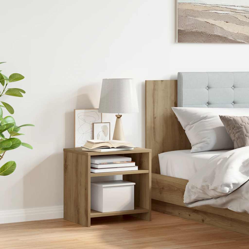 Table de chevet chêne artisanal 40x30x40 cm bois d'ingénierie