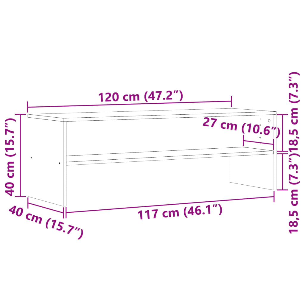 Meuble TV vieux bois 120x40x40 cm bois d'ingénierie - XIOS
