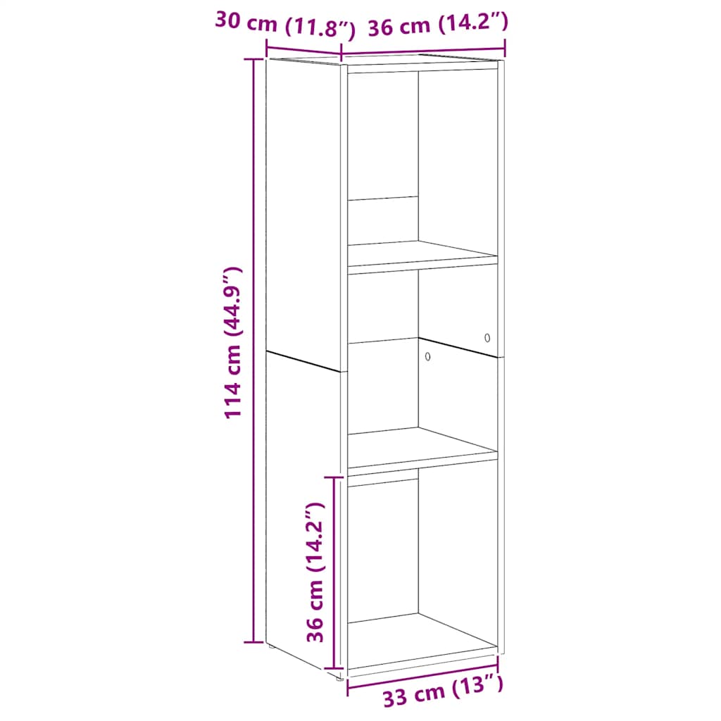 Bibliothèque chêne artisanal 36x30x114 cm bois d'ingénierie - XIOS