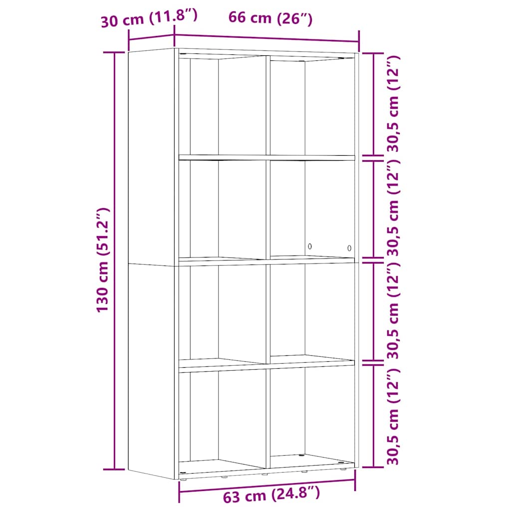 Bibliothèque vieux bois 66x30x130 cm bois d'ingénierie - XIOS