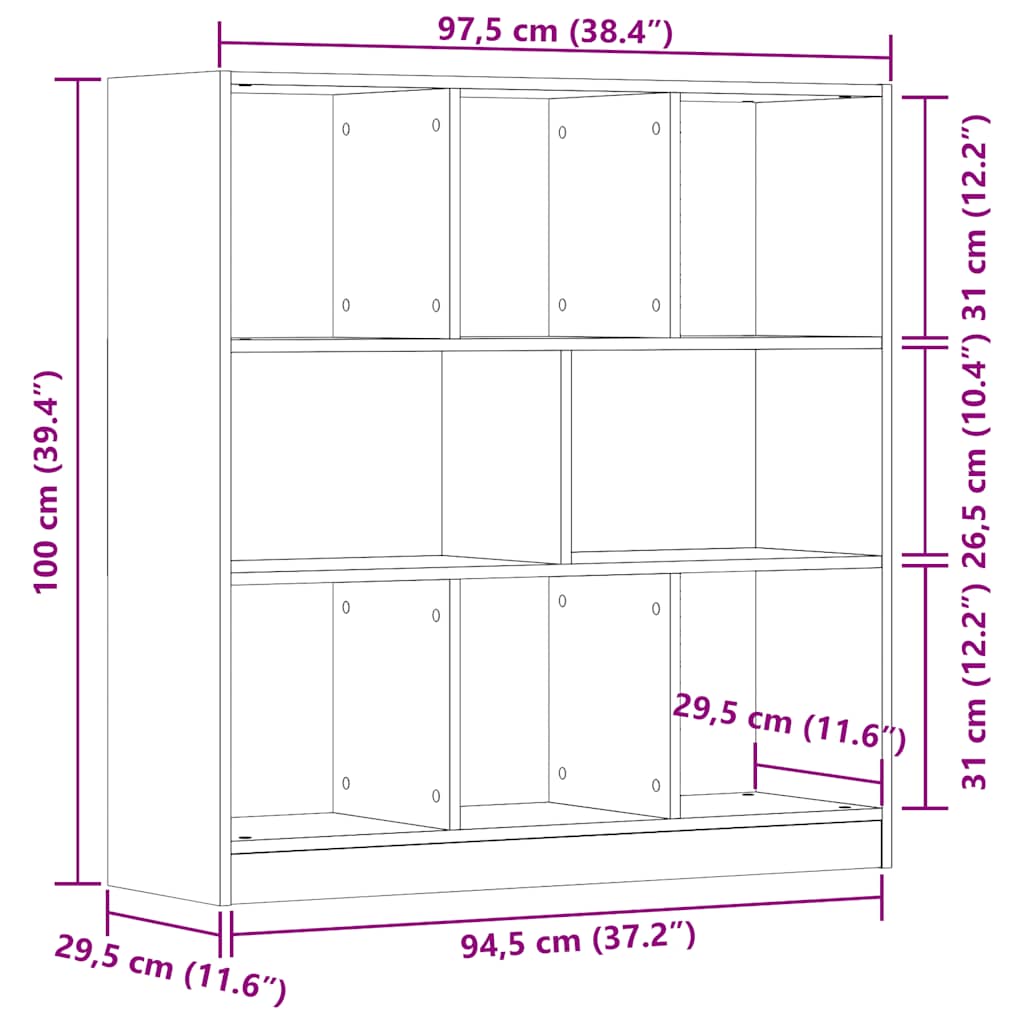 Bibliothèque vieux bois 97,5x29,5x100 cm bois d'ingénierie - XIOS