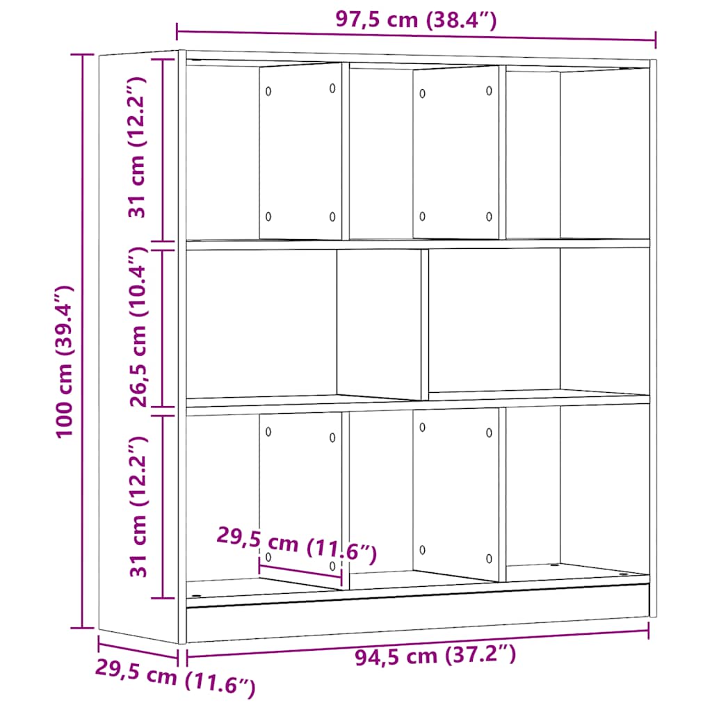 Bibliothèque chêne artisanal 97,5x29,5x100 cm bois d'ingénierie - XIOS