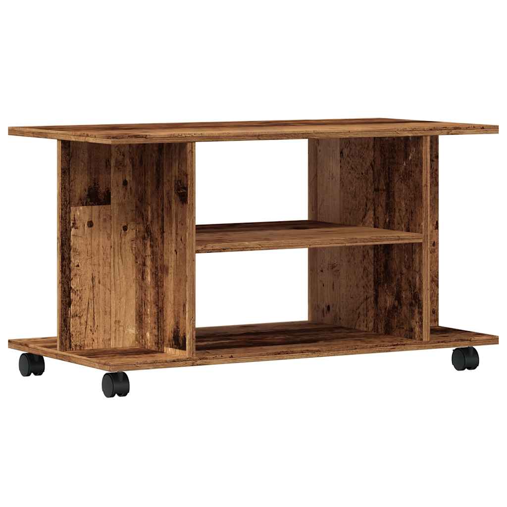 Meuble TV avec roulettes vieux bois 80x40x45 cm bois ingénierie - XIOS
