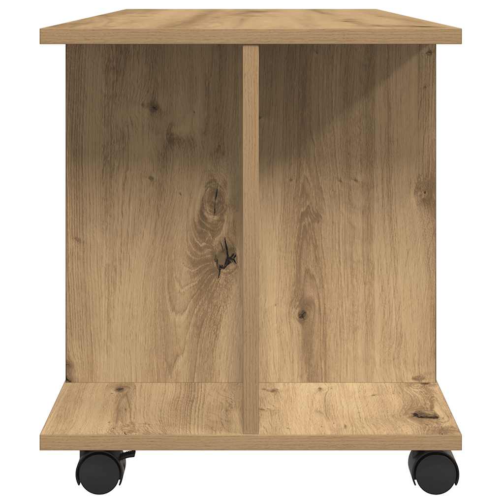 Meuble TV roulettes chêne artisanal 80x40x45 cm bois ingénierie - XIOS