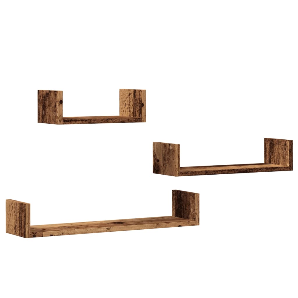 Étagères murales 3 pcs vieux bois bois d'ingénierie - XIOS