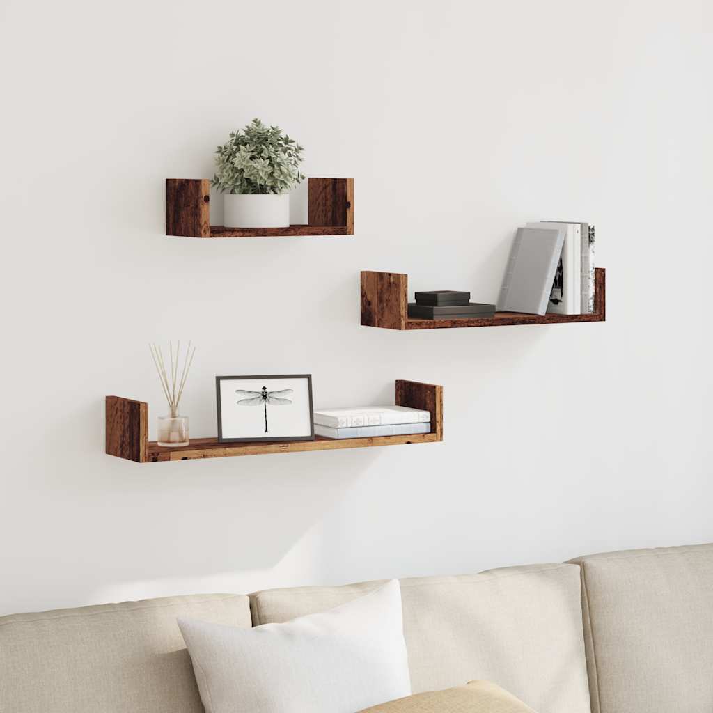 Étagères murales 3 pcs vieux bois bois d'ingénierie - XIOS