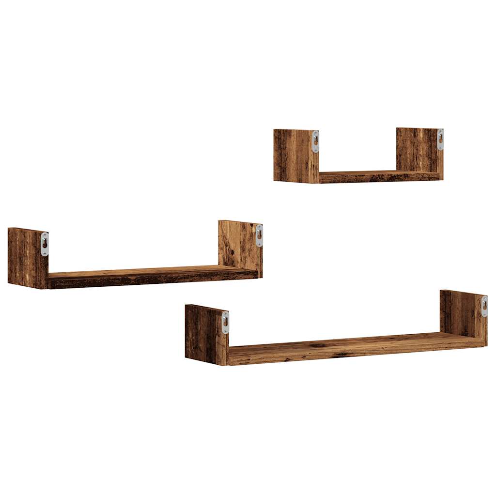 Étagères murales 3 pcs vieux bois bois d'ingénierie - XIOS
