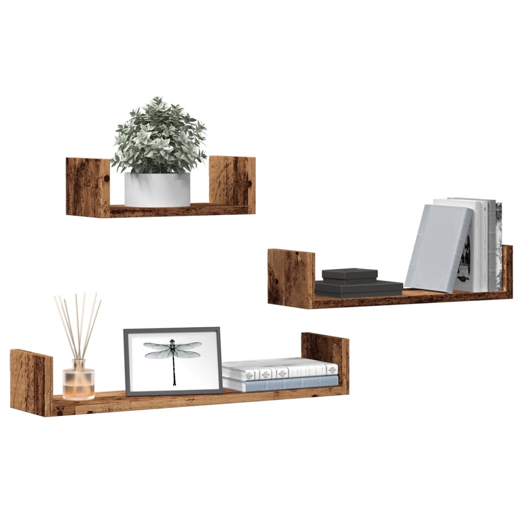 Étagères murales 3 pcs vieux bois bois d'ingénierie - XIOS