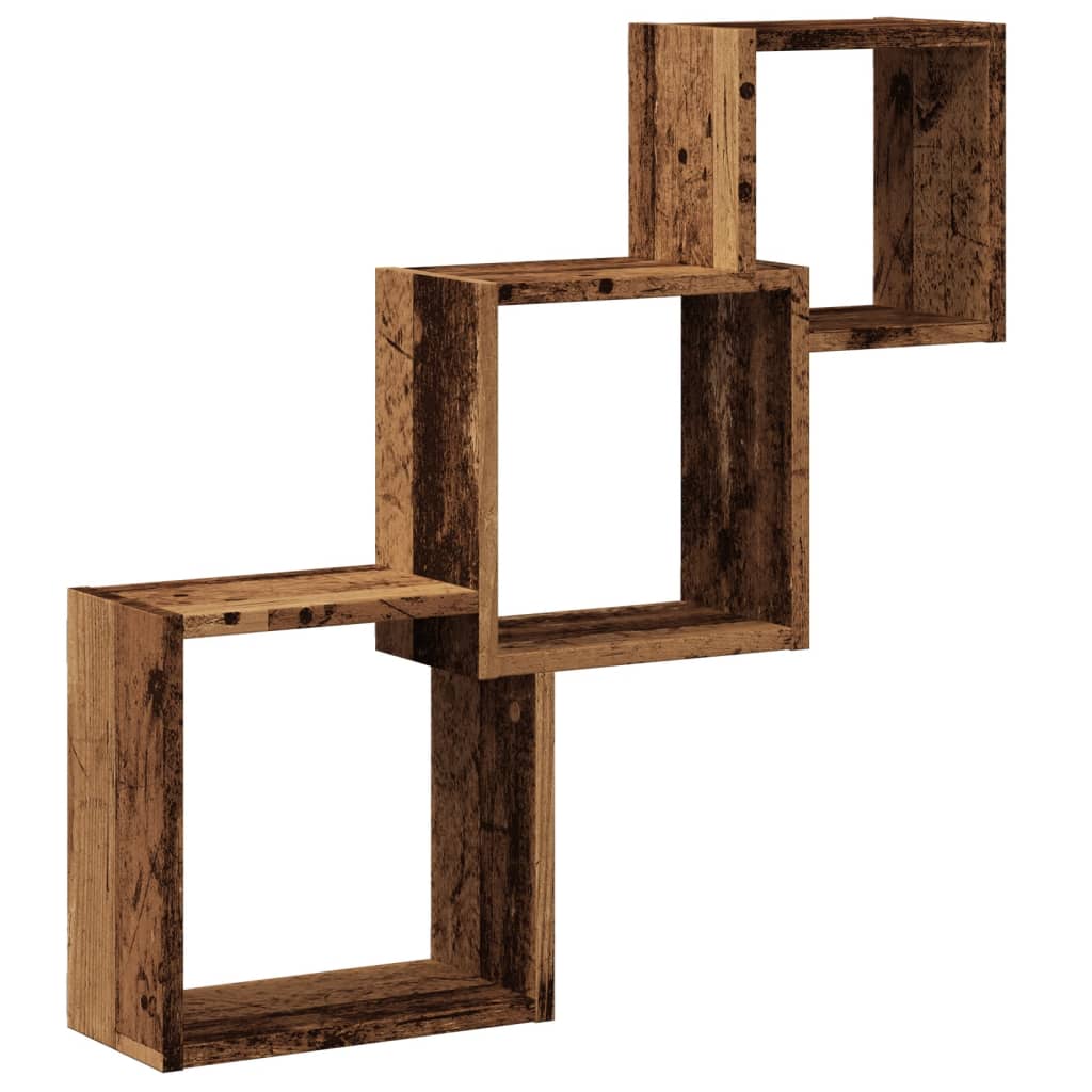 Étagère murale en forme de cube vieux bois bois d'ingénierie - XIOS