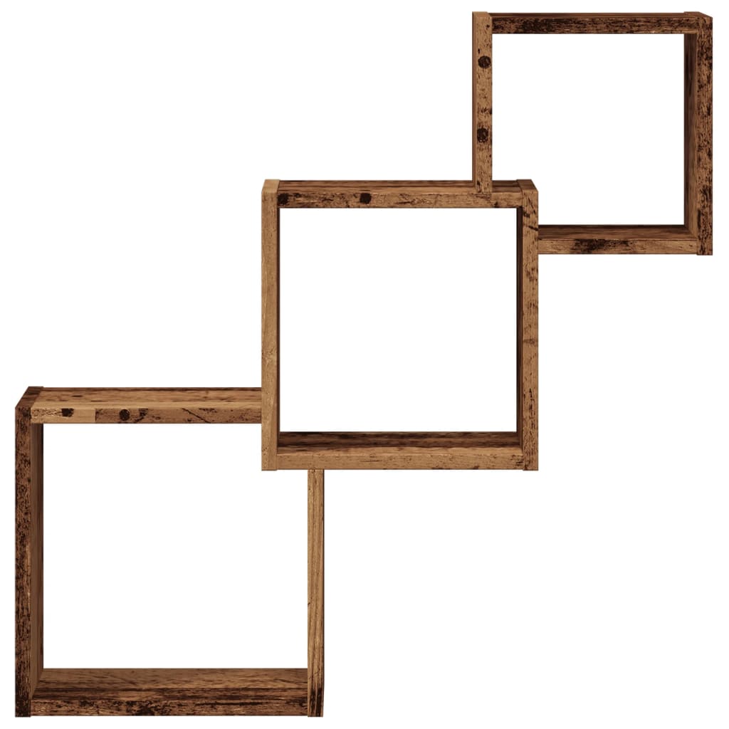Étagère murale en forme de cube vieux bois bois d'ingénierie - XIOS