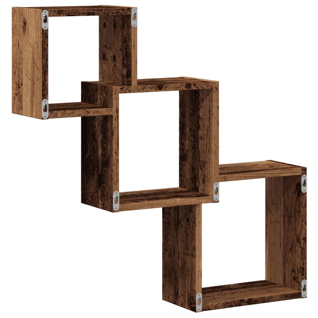 Étagère murale en forme de cube vieux bois bois d'ingénierie - XIOS