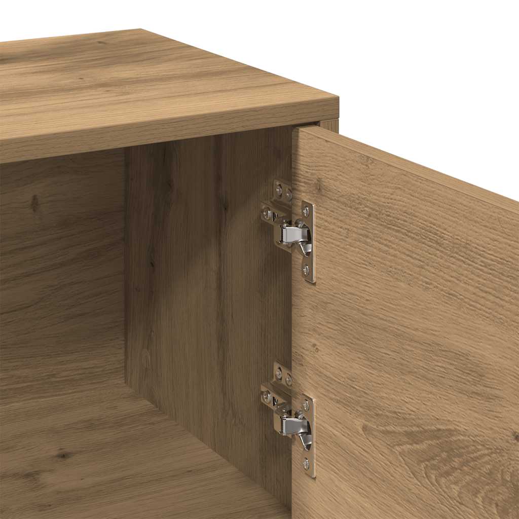 Meuble TV chêne artisanal 102x30x37,5 cm bois d'ingénierie - XIOS