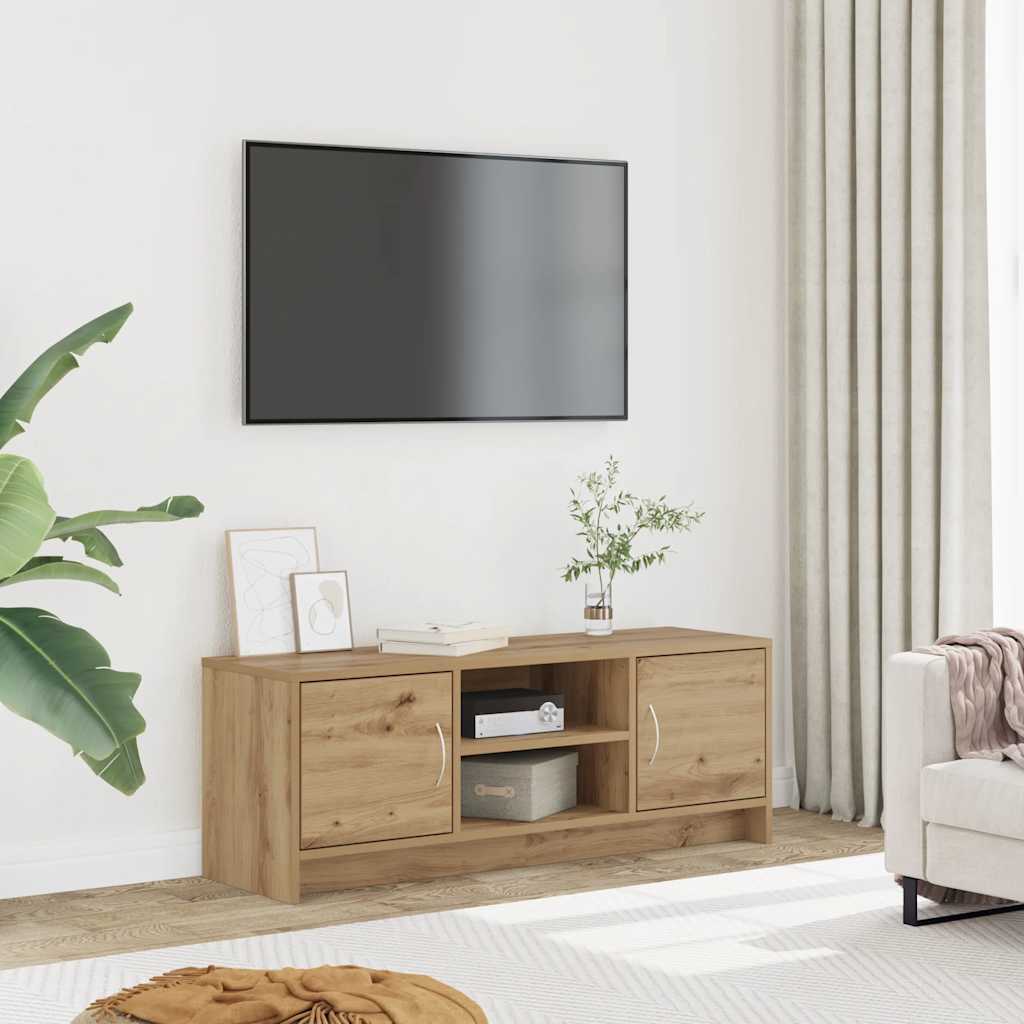Meuble TV chêne artisanal 102x30x37,5 cm bois d'ingénierie - XIOS