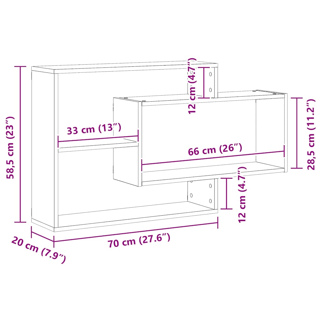 Étagère murale chêne artisanal 104x20x58,5 cm bois d'ingénierie - XIOS