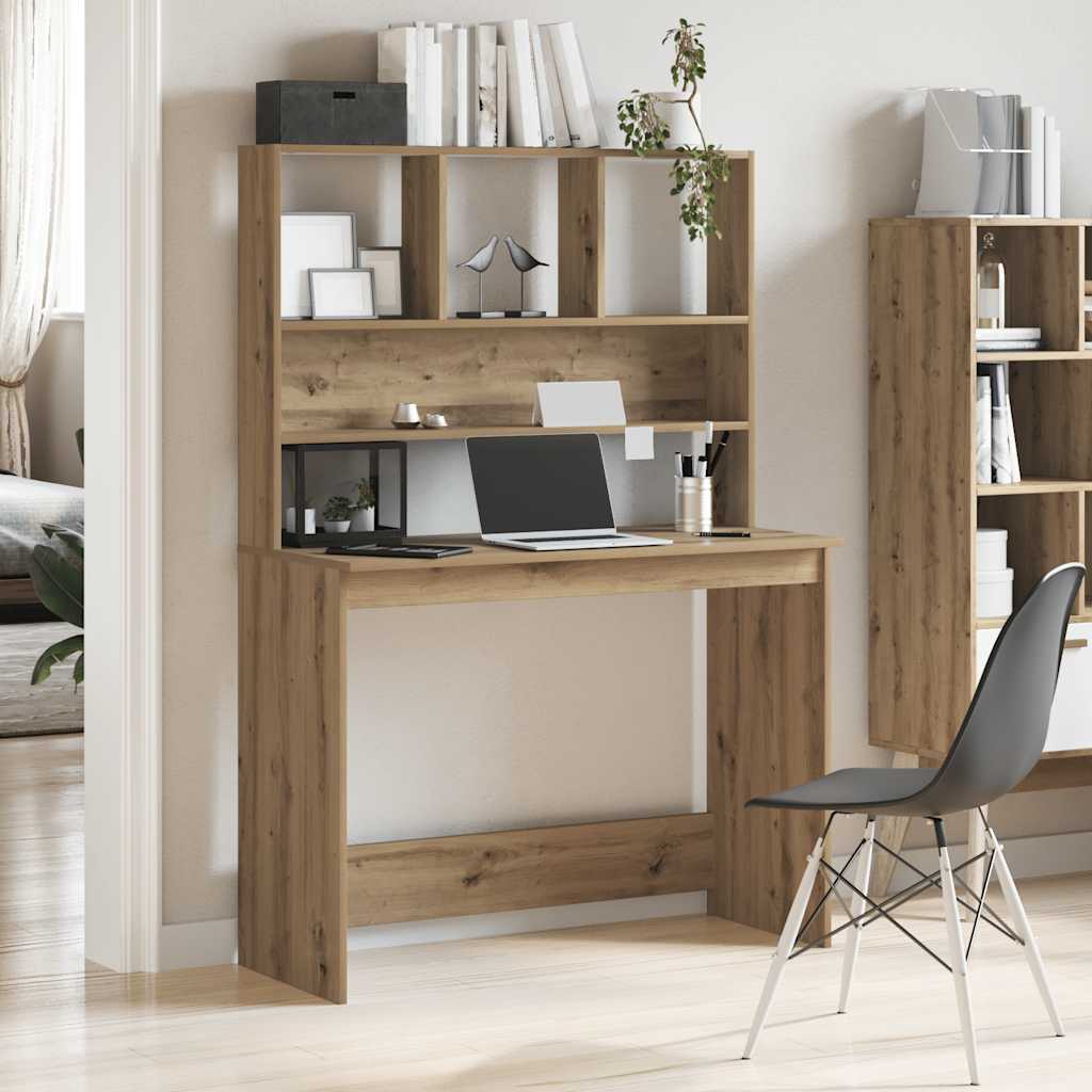 Bureau avec étagères chêne artisanal Bois d'ingénierie - XIOS