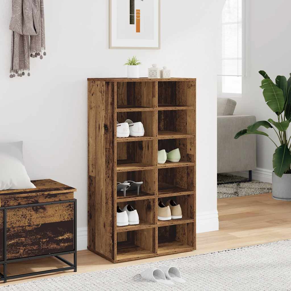 Étagère à chaussures vieux bois 54x34x100,5cm bois d'ingénierie - XIOS