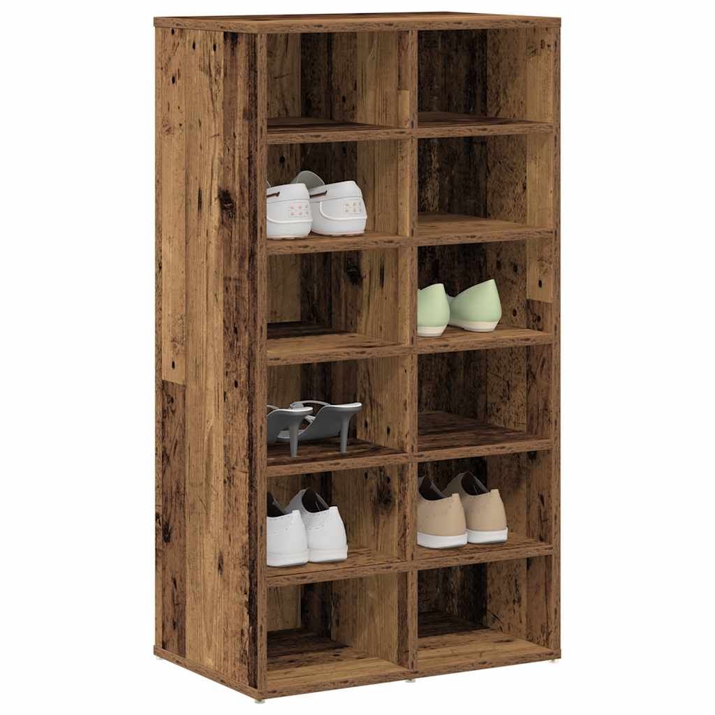 Étagère à chaussures vieux bois 54x34x100,5cm bois d'ingénierie - XIOS