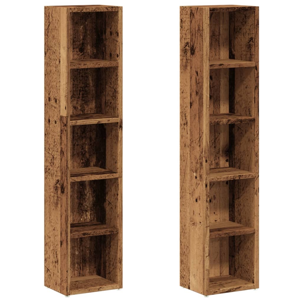 Armoires à CD 2 pcs vieux bois 21x16x93,5 cm bois d'ingénierie Fixations & meubles de rangement multimédia vidaXL